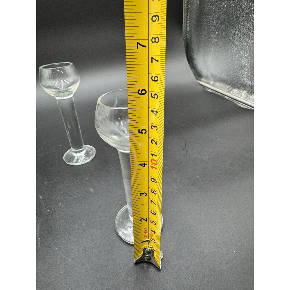 4 Heavy 5.5” Crystal Clear Liqueur Apertif Round Bowl Shot Glass Pillar Stem.